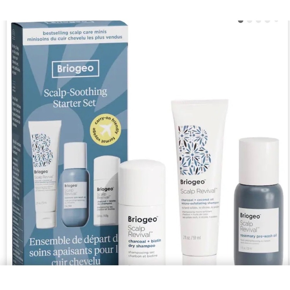 Briogeo Scalp Revival Scalp-Soothing Starter Set 3-Piece Travel Kit New in Box